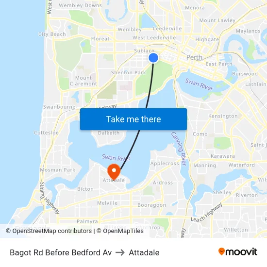 Bagot Rd Before Bedford Av to Attadale map