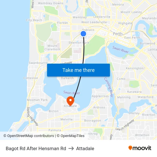 Bagot Rd After Hensman Rd to Attadale map