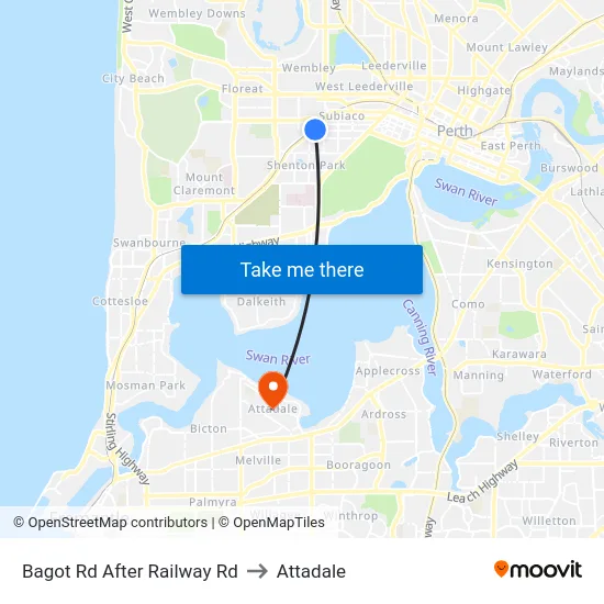 Bagot Rd After Railway Rd to Attadale map