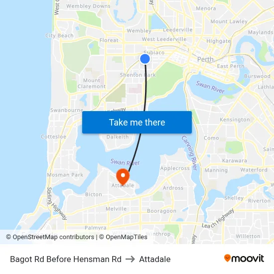 Bagot Rd Before Hensman Rd to Attadale map