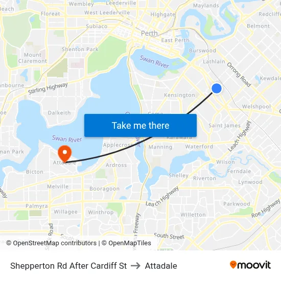 Shepperton Rd After Cardiff St to Attadale map