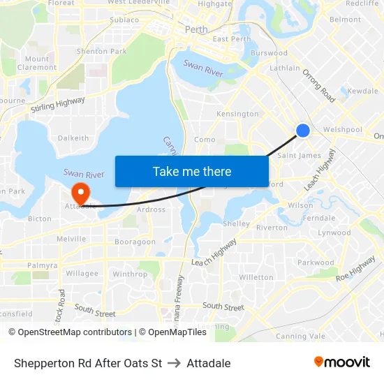 Shepperton Rd After Oats St to Attadale map