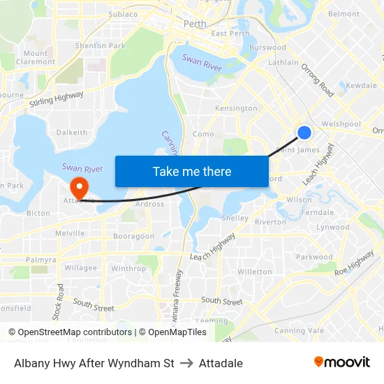 Albany Hwy After Wyndham St to Attadale map