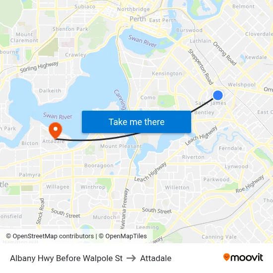 Albany Hwy Before Walpole St to Attadale map
