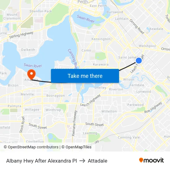 Albany Hwy After Alexandra Pl to Attadale map