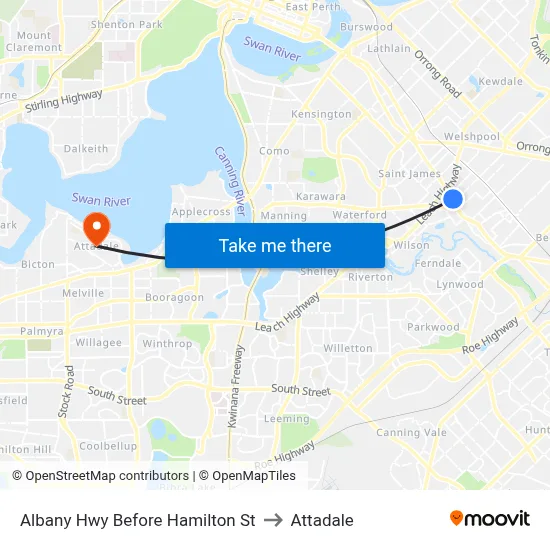 Albany Hwy Before Hamilton St to Attadale map