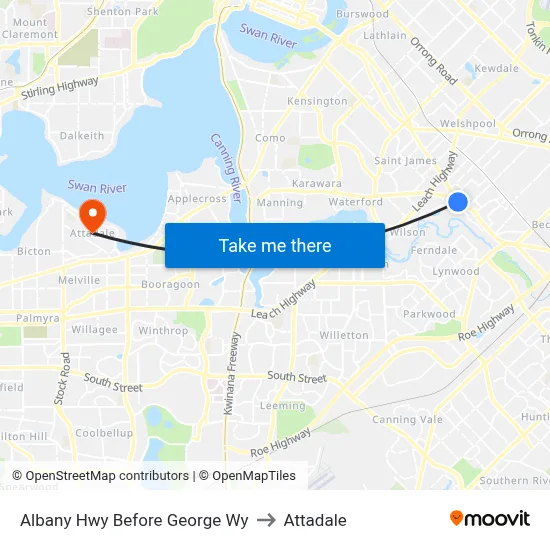 Albany Hwy Before George Wy to Attadale map