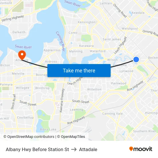 Albany Hwy Before Station St to Attadale map