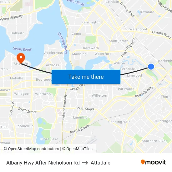 Albany Hwy After Nicholson Rd to Attadale map