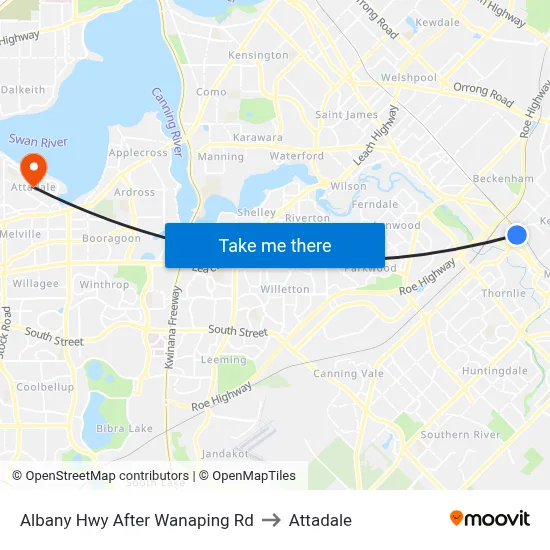 Albany Hwy After Wanaping Rd to Attadale map