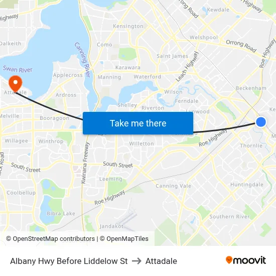 Albany Hwy Before Liddelow St to Attadale map