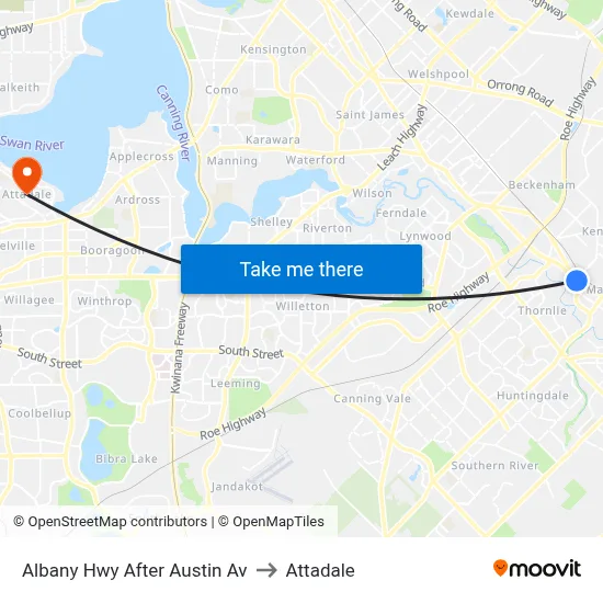 Albany Hwy After Austin Av to Attadale map