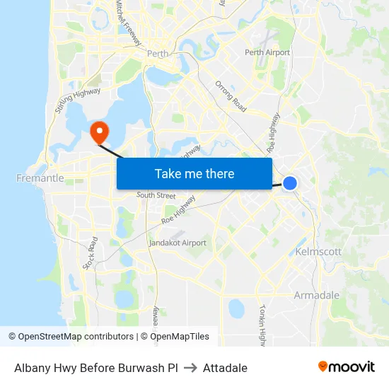 Albany Hwy Before Burwash Pl to Attadale map