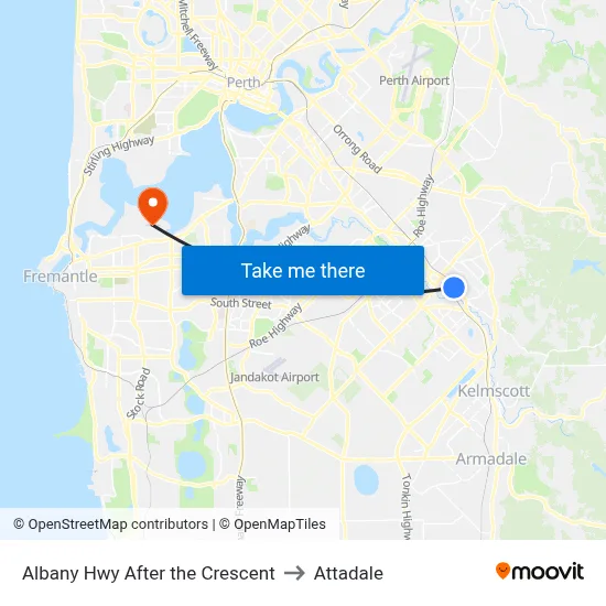 Albany Hwy After the Crescent to Attadale map