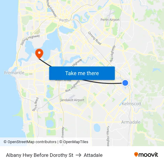Albany Hwy Before  Dorothy  St to Attadale map