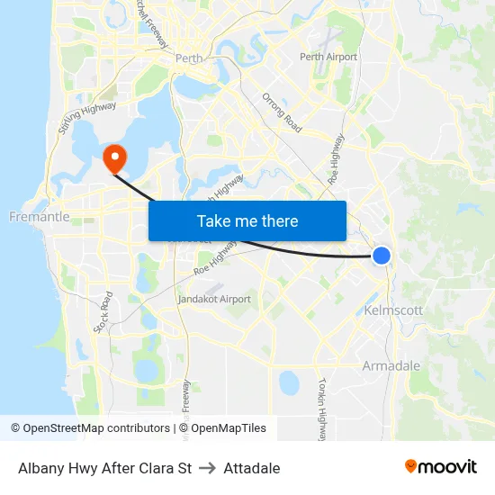 Albany Hwy After Clara St to Attadale map