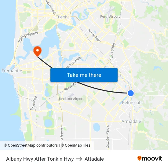 Albany Hwy After Tonkin Hwy to Attadale map