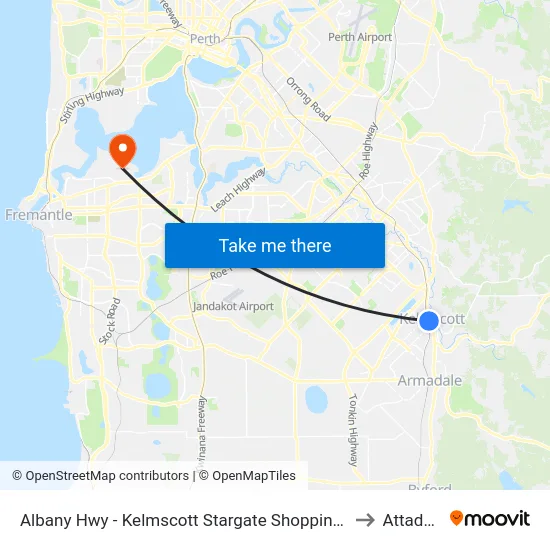 Albany Hwy - Kelmscott Stargate Shopping Ctr to Attadale map