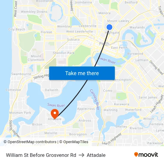 William St Before Grosvenor Rd to Attadale map
