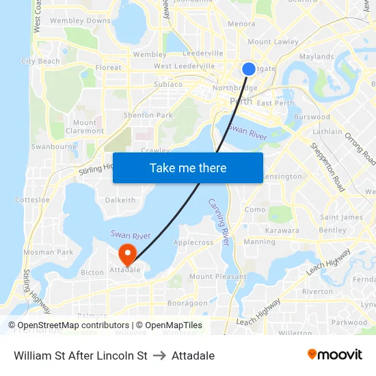William St After Lincoln St to Attadale map
