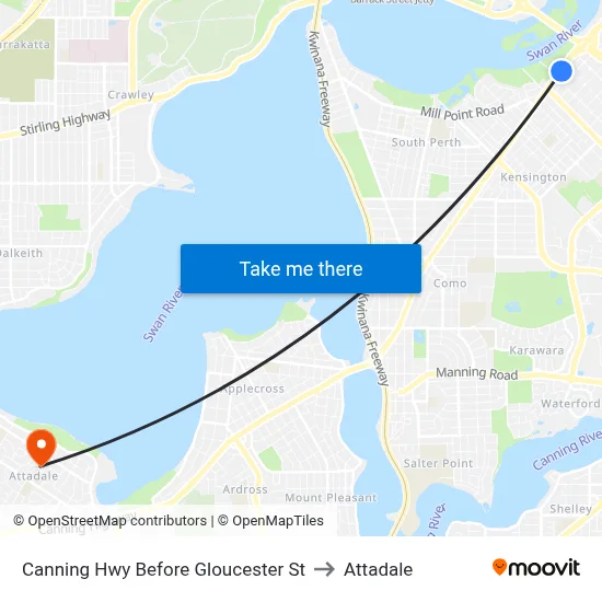 Canning Hwy Before Gloucester St to Attadale map