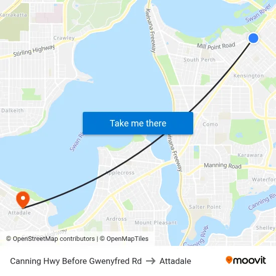 Canning Hwy Before Gwenyfred Rd to Attadale map