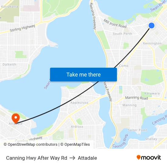 Canning Hwy After Way Rd to Attadale map