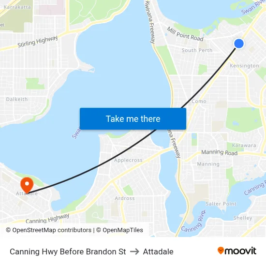 Canning Hwy Before Brandon St to Attadale map