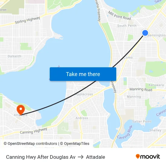 Canning Hwy After Douglas Av to Attadale map