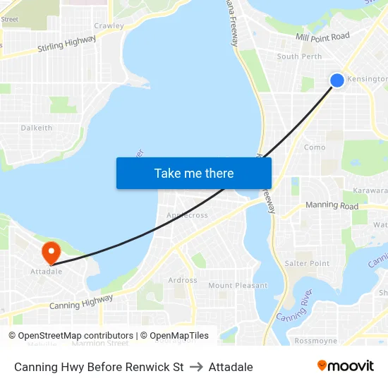 Canning Hwy Before Renwick St to Attadale map