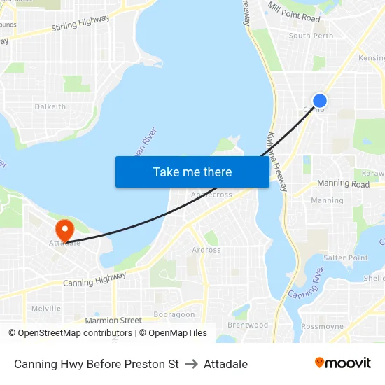 Canning Hwy Before Preston St to Attadale map