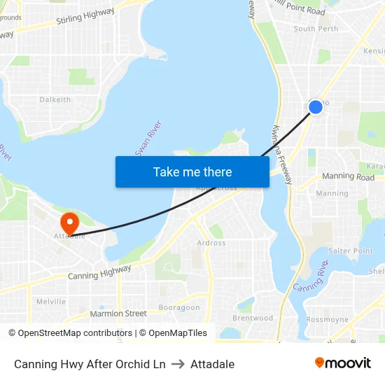 Canning Hwy After Orchid Ln to Attadale map