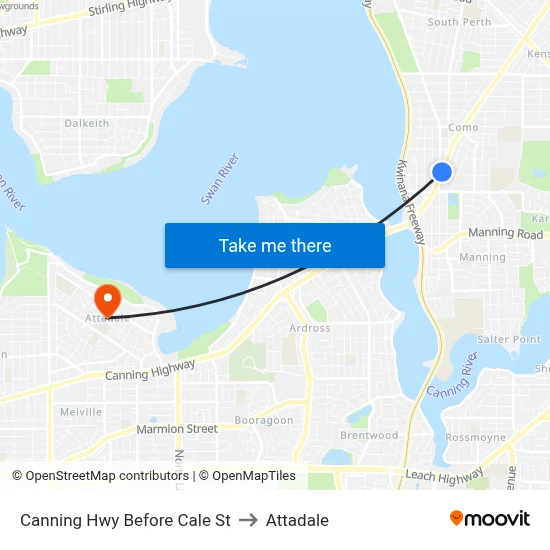 Canning Hwy Before Cale St to Attadale map
