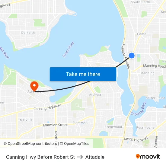 Canning Hwy Before Robert St to Attadale map