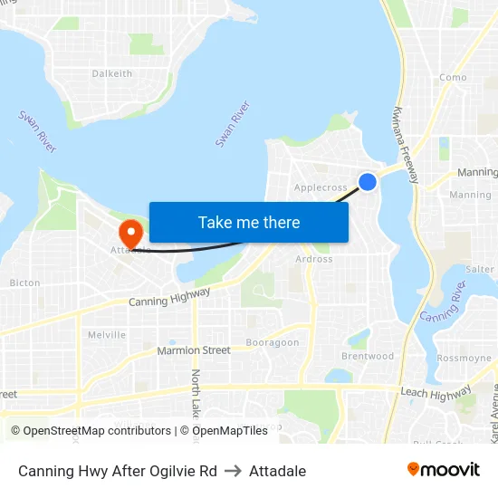 Canning Hwy After Ogilvie Rd to Attadale map