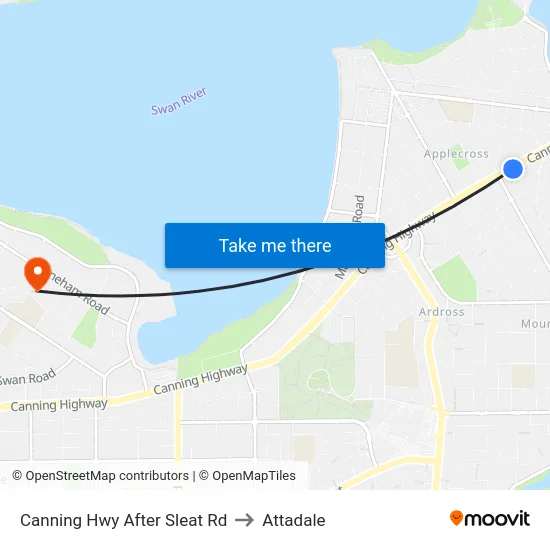 Canning Hwy After Sleat Rd to Attadale map
