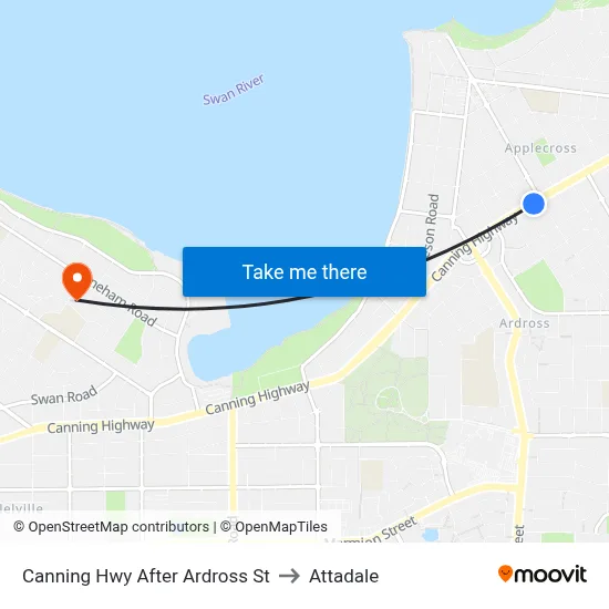 Canning Hwy After Ardross St to Attadale map