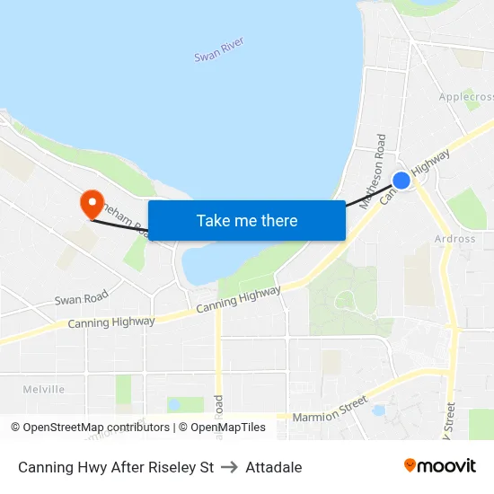 Canning Hwy After Riseley St to Attadale map