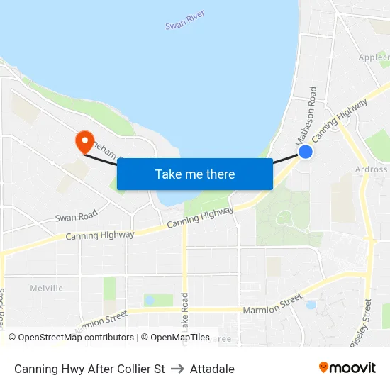 Canning Hwy After Collier St to Attadale map