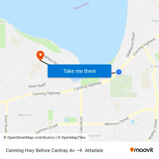 Canning Hwy Before Cantray Av to Attadale map