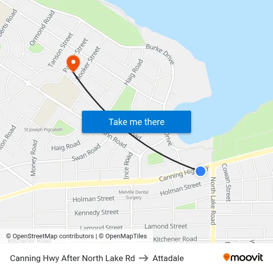 Canning Hwy After North Lake Rd to Attadale map