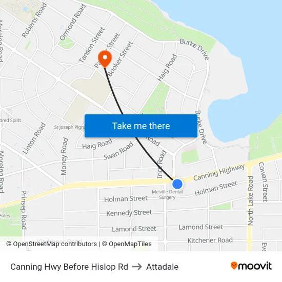 Canning Hwy Before Hislop Rd to Attadale map