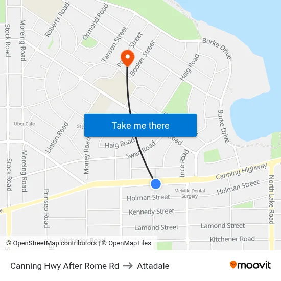 Canning Hwy After Rome Rd to Attadale map