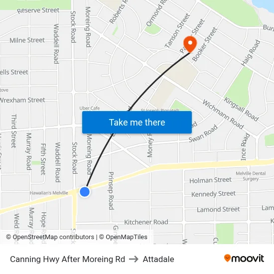 Canning Hwy After Moreing Rd to Attadale map