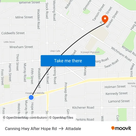 Canning Hwy After Hope Rd to Attadale map