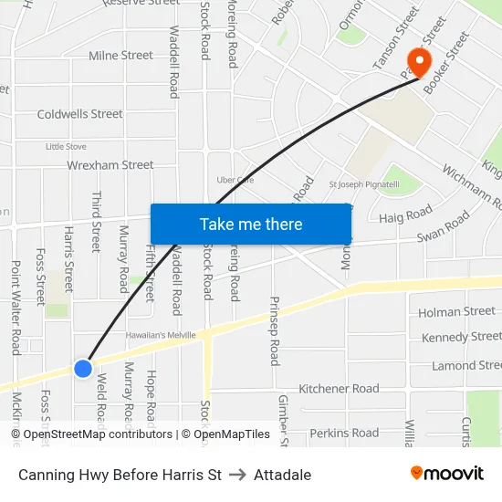 Canning Hwy Before Harris St to Attadale map