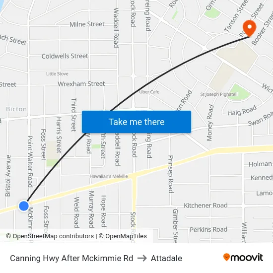 Canning Hwy After Mckimmie Rd to Attadale map