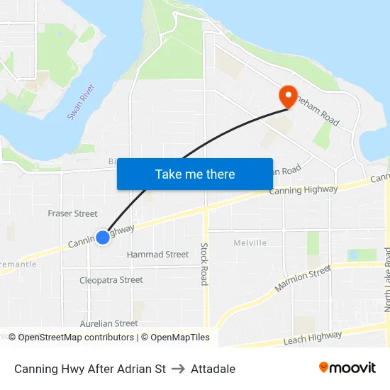 Canning Hwy After Adrian St to Attadale map