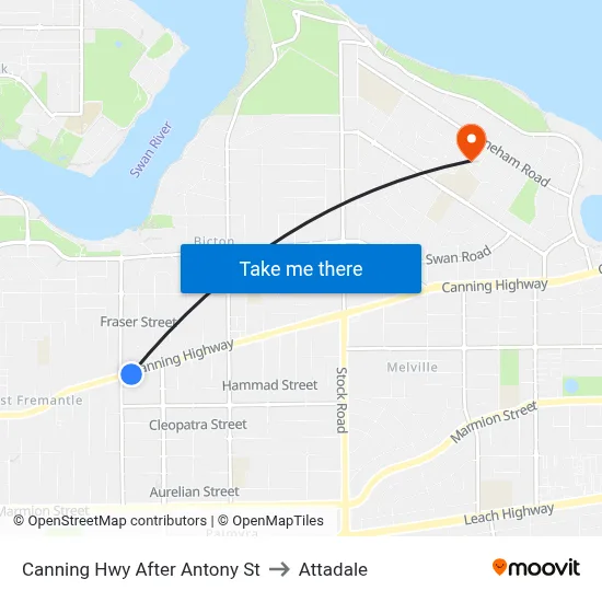 Canning Hwy After Antony St to Attadale map