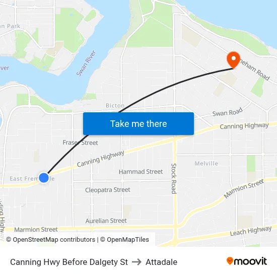 Canning Hwy Before Dalgety St to Attadale map